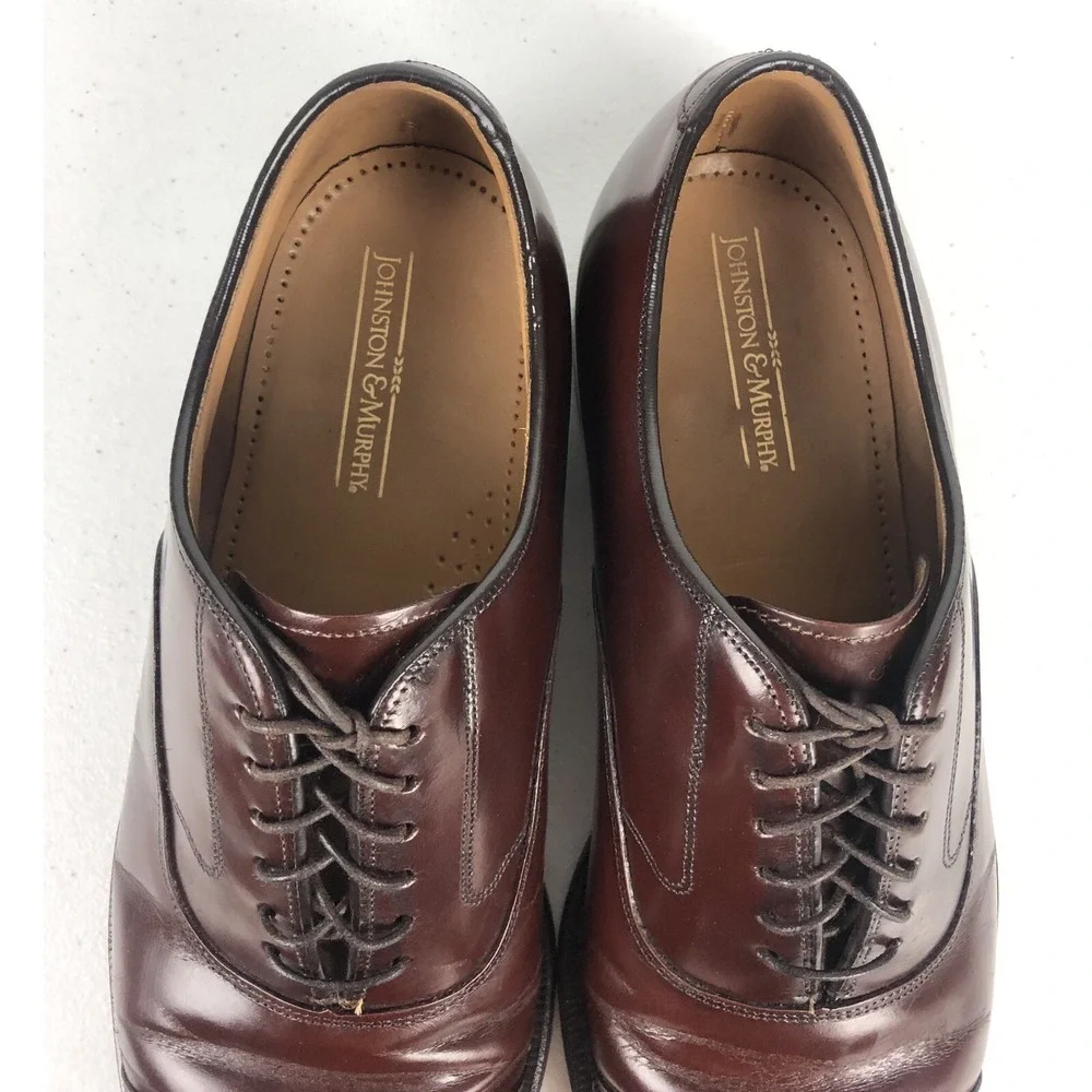 Johnston Murphy Mens Cap Toe Oxfords 8.5 D Leather Lace Up Shoes Made In USA